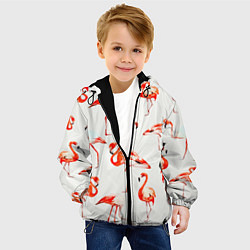 Куртка с капюшоном детская Оранжевые фламинго, цвет: 3D-черный — фото 2