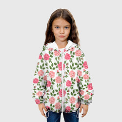 Куртка с капюшоном детская Розы Паттерн, цвет: 3D-белый — фото 2
