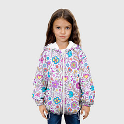 Куртка с капюшоном детская Цветочный сад, цвет: 3D-белый — фото 2