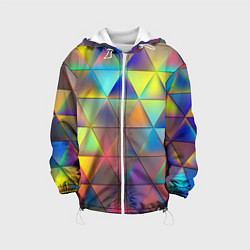 Куртка с капюшоном детская Разноцветные треугольники, цвет: 3D-белый
