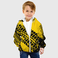 Куртка с капюшоном детская Следы покрышек, цвет: 3D-белый — фото 2