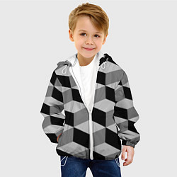 Куртка с капюшоном детская Серые грани, цвет: 3D-белый — фото 2
