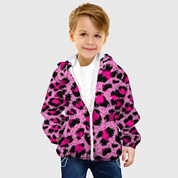 Куртка с капюшоном детская Розовый леопард, цвет: 3D-белый — фото 2