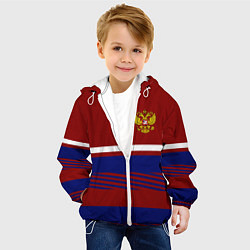 Куртка с капюшоном детская Герб РФ: Красный стиль, цвет: 3D-белый — фото 2