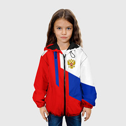 Куртка с капюшоном детская Russia: Geometry Tricolor, цвет: 3D-черный — фото 2