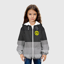 Куртка с капюшоном детская ФК Боруссия: Серый стиль, цвет: 3D-белый — фото 2