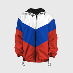 Куртка с капюшоном детская Российский триколор, цвет: 3D-черный