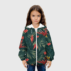Куртка с капюшоном детская Зеленые тропики, цвет: 3D-белый — фото 2