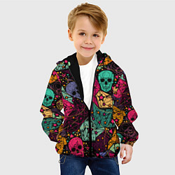 Куртка с капюшоном детская Маскарад черепов, цвет: 3D-черный — фото 2