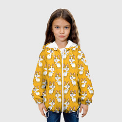 Куртка с капюшоном детская Корги паттерн, цвет: 3D-белый — фото 2