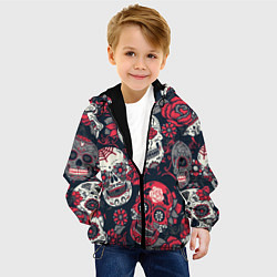 Куртка с капюшоном детская Мексиканские черепа, цвет: 3D-черный — фото 2