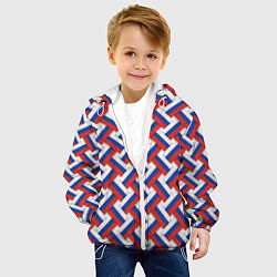 Куртка с капюшоном детская Российский триколор плетёнка, цвет: 3D-белый — фото 2