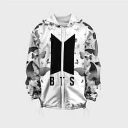 Куртка с капюшоном детская BTS: Grey Butterflies, цвет: 3D-белый