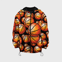 Куртка с капюшоном детская Баскетбольные яркие мячи, цвет: 3D-черный