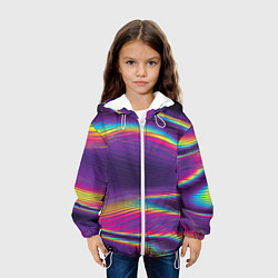 Куртка с капюшоном детская Разноцветные волнообразные, цвет: 3D-белый — фото 2