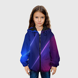 Куртка с капюшоном детская Фиолетово 3d волны 2020, цвет: 3D-черный — фото 2