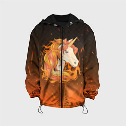 Куртка с капюшоном детская Огненный единорог, цвет: 3D-черный