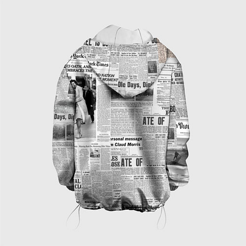 Детская куртка Газета Newspaper / 3D-Белый – фото 2
