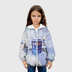 Куртка с капюшоном детская ТАРДИС В СНЕГУ, цвет: 3D-белый — фото 2