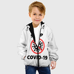 Куртка с капюшоном детская STOP COVID-19, цвет: 3D-черный — фото 2