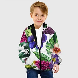 Куртка с капюшоном детская Цветы, цвет: 3D-черный — фото 2