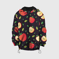 Куртка с капюшоном детская Яблочный узор, цвет: 3D-черный