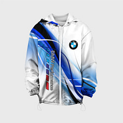 Куртка с капюшоном детская BMW волны - blue-white, цвет: 3D-белый