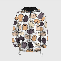 Куртка с капюшоном детская Милые мопсы, цвет: 3D-черный