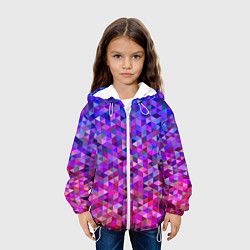 Куртка с капюшоном детская Треугольники мозаика пиксели, цвет: 3D-белый — фото 2