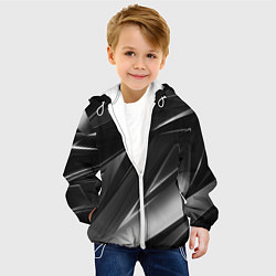 Куртка с капюшоном детская GEOMETRY STRIPES BLACK & WHITE, цвет: 3D-белый — фото 2