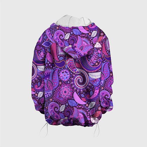 Детская куртка Фиолетовый этнический дудлинг / 3D-Белый – фото 2