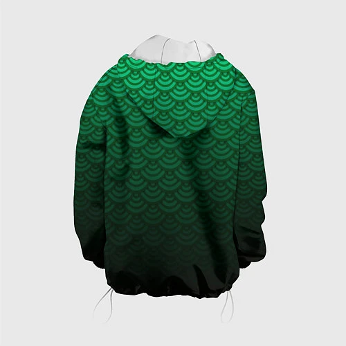 Детская куртка Узор зеленая чешуя дракон / 3D-Белый – фото 2