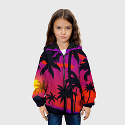 Куртка с капюшоном детская Тропический пляж, цвет: 3D-черный — фото 2