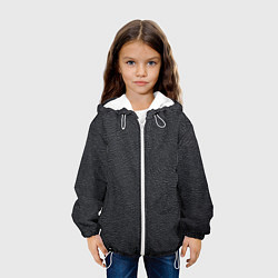 Куртка с капюшоном детская Текстура черная кожа рельеф, цвет: 3D-белый — фото 2