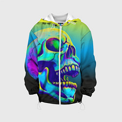 Куртка с капюшоном детская Neon skull, цвет: 3D-белый