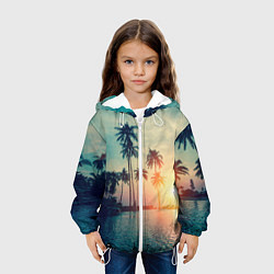 Куртка с капюшоном детская Пальмы, цвет: 3D-белый — фото 2