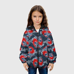 Куртка с капюшоном детская Japanese carp, цвет: 3D-черный — фото 2