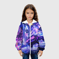 Куртка с капюшоном детская Cyberpunk city, цвет: 3D-белый — фото 2