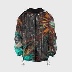 Куртка с капюшоном детская Palm glitch art, цвет: 3D-черный