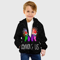 Куртка с капюшоном детская Among Us Новый год, цвет: 3D-черный — фото 2