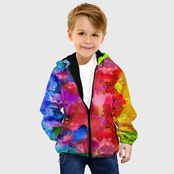 Куртка с капюшоном детская Брызги красок, цвет: 3D-черный — фото 2