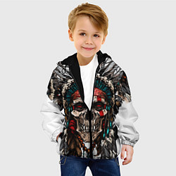 Куртка с капюшоном детская Череп индейца, цвет: 3D-черный — фото 2