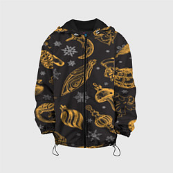 Куртка с капюшоном детская Золотые узоры, цвет: 3D-черный