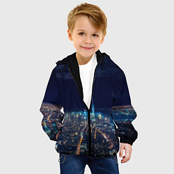 Куртка с капюшоном детская Ночной город, цвет: 3D-черный — фото 2