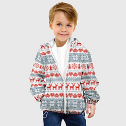 Куртка с капюшоном детская Новогодний пиксельный узор, цвет: 3D-белый — фото 2