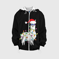 Куртка с капюшоном детская Рождественская Лама, цвет: 3D-белый