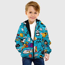 Куртка с капюшоном детская Детское граффити, цвет: 3D-черный — фото 2