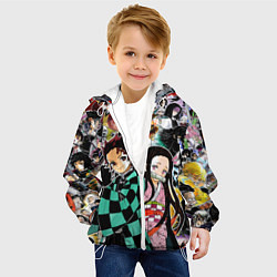 Куртка с капюшоном детская Клинок рассекающий демонов, цвет: 3D-белый — фото 2
