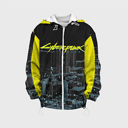 Куртка с капюшоном детская Город CYBERPUNK 2077, цвет: 3D-белый