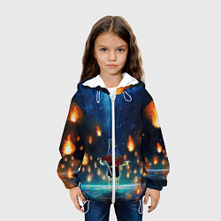 Куртка с капюшоном детская Ренгоку Кёджуро Клинок демонов, цвет: 3D-белый — фото 2